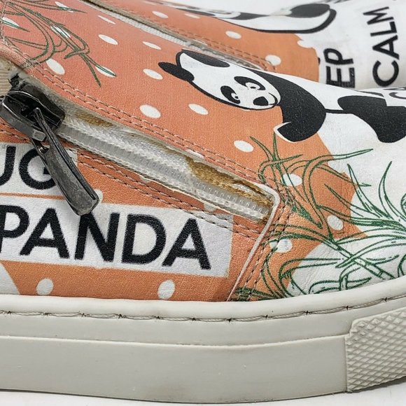 GOBY Girls Keep Calm Hug a Panda Slip On Shoes Flats Orange Size 35 Vegan - Picture 6 of 9